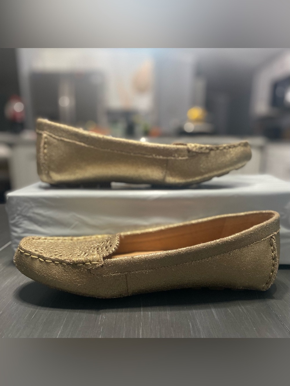 UGG Metallic Gold Slip-On Moccasin Flats